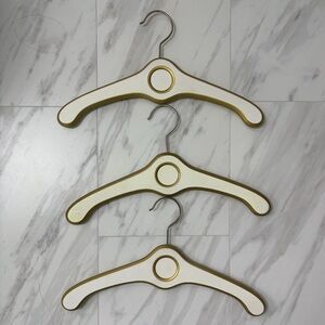 3 VTG Cream/Gold Wood Clothes Hangers Hollywood Regency Style MCM Wedding As Is